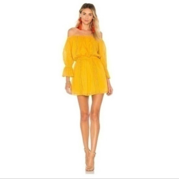 Tularosa Luna Off The Shoulder Mini Dress in Ginger Yellow XS - Picture 5 of 11